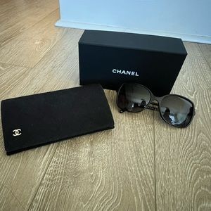 Chanel Sunglasses with Black leather Detail